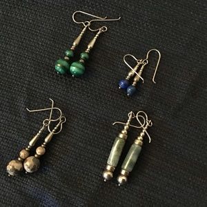 Sterling silver natural stone earrings- four pairs